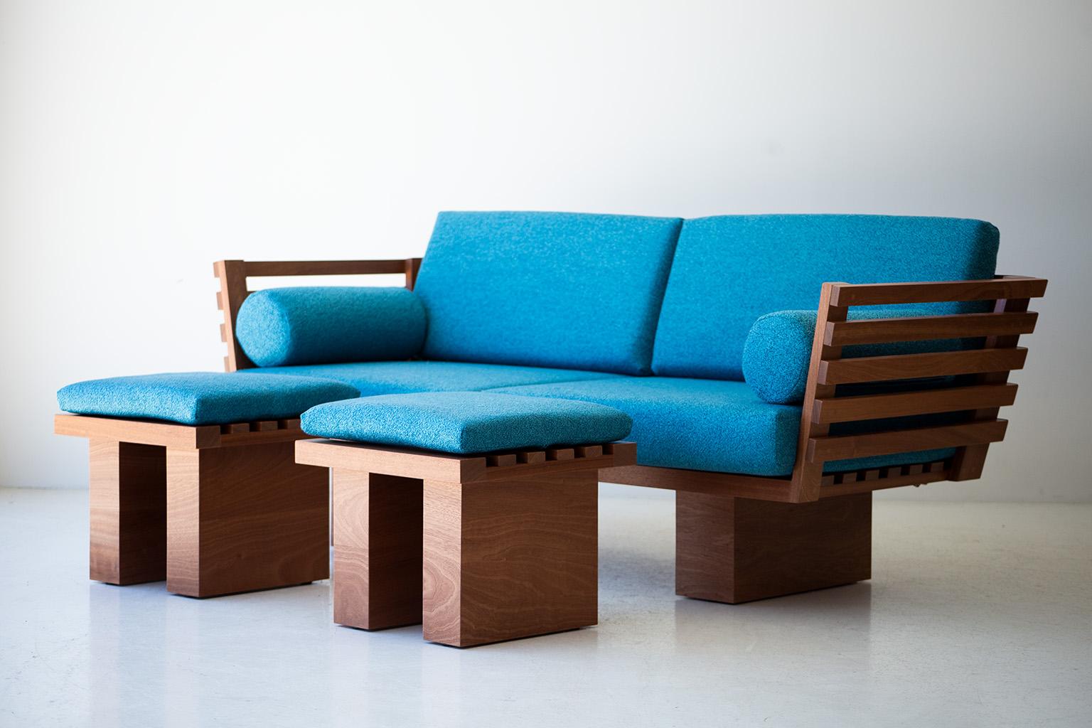 Modern Patio Furniture, Suelo Slatted Ottoman For Sale 3