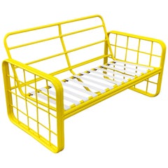 Modern Patio Loveseat, Refinished in Mellow Yellow