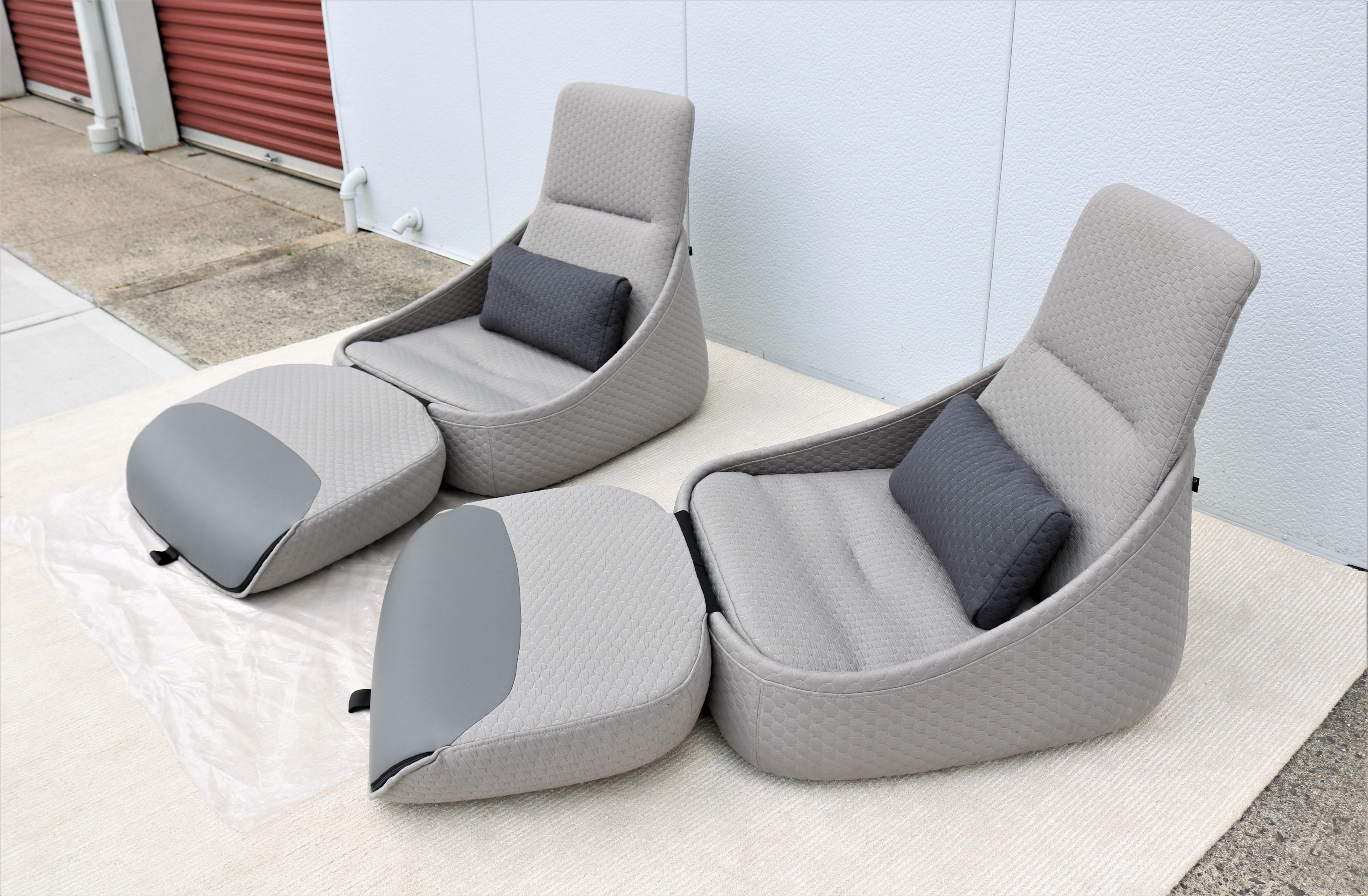 Modern Patricia Urquiola for Coalesse Hosu Lounge Chairs with Ottoman, a Pair For Sale 9
