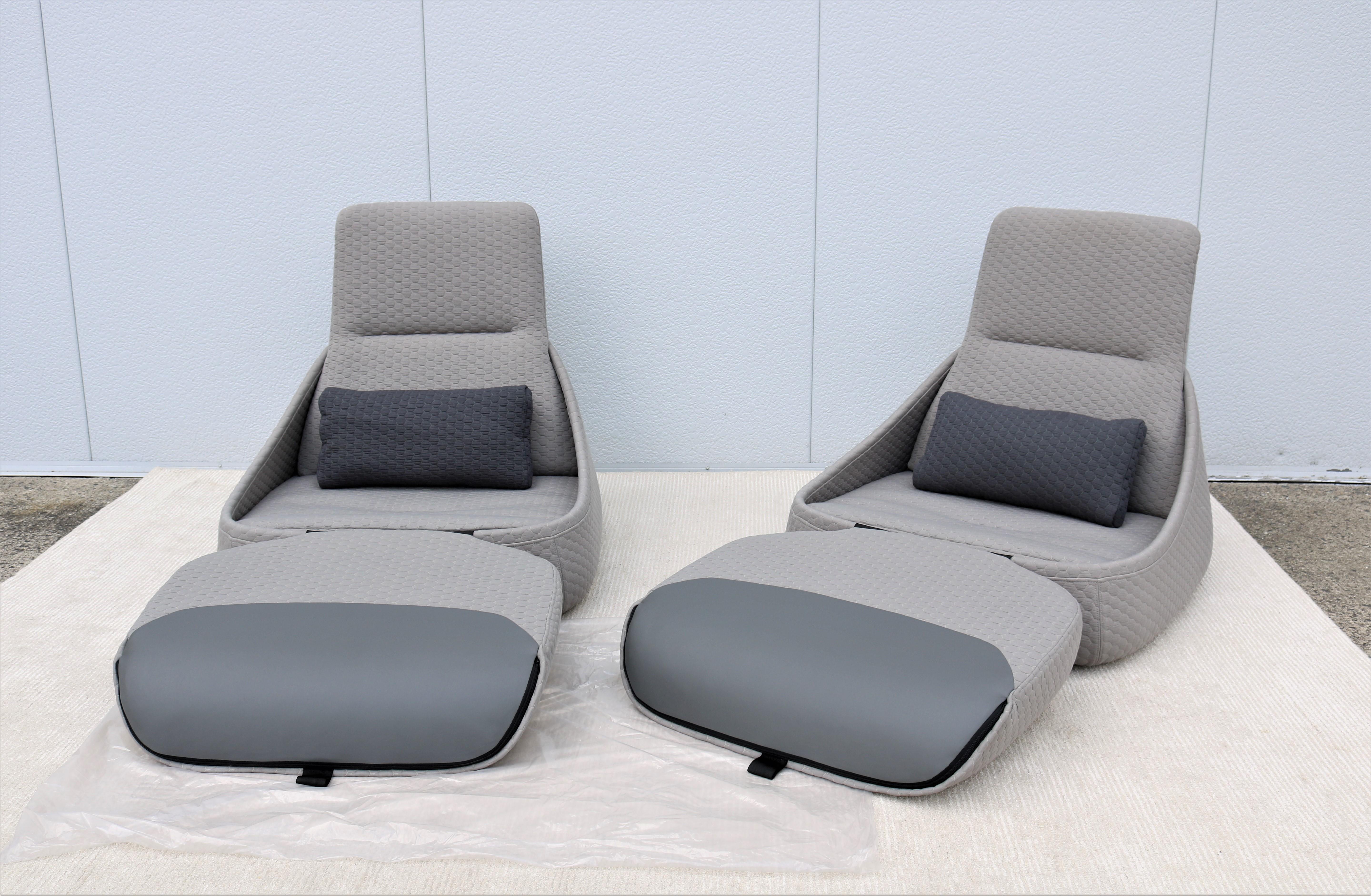 Modern Patricia Urquiola for Coalesse Hosu Lounge Chairs with Ottoman, a Pair For Sale 10