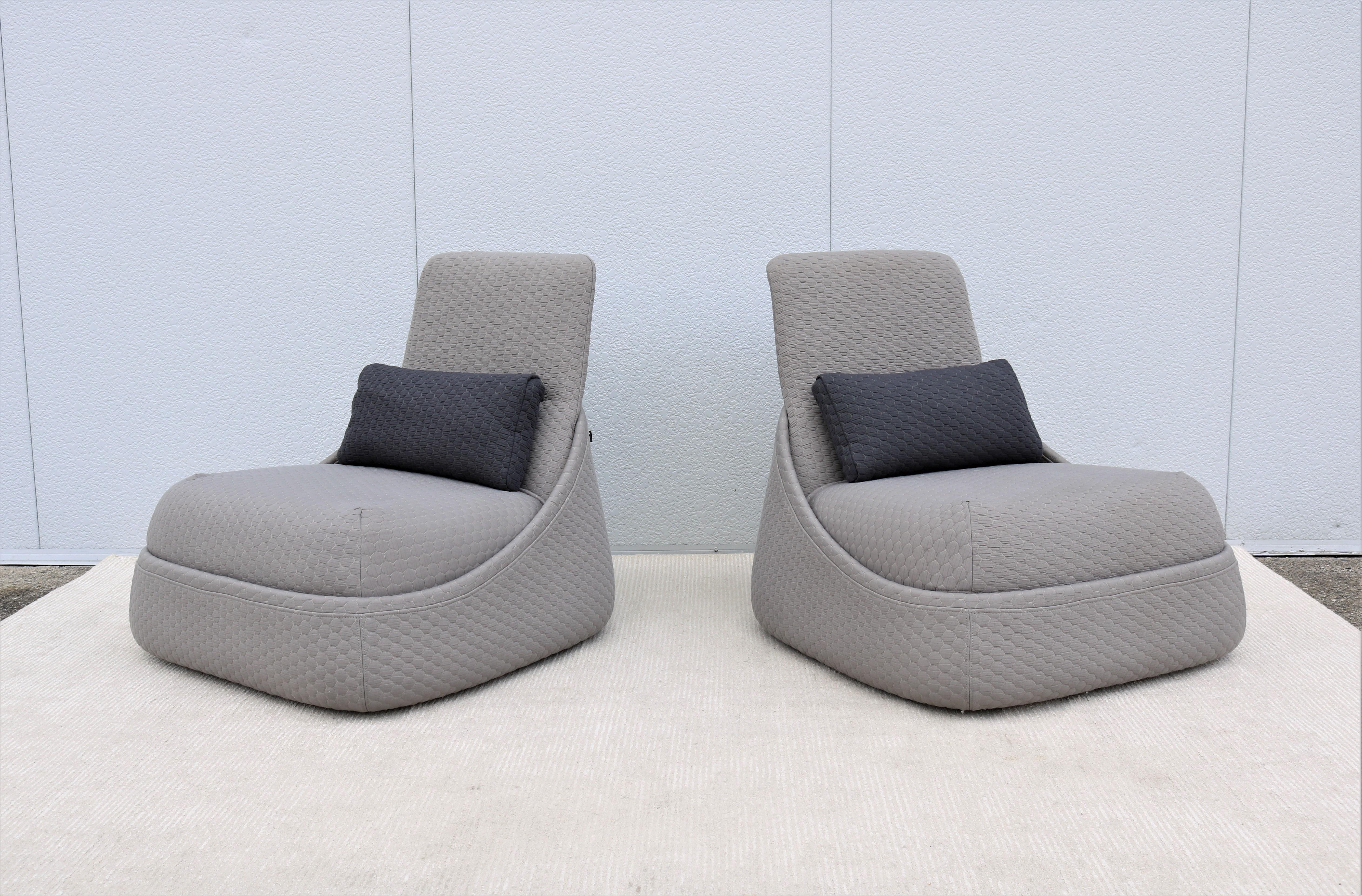 Contemporary Modern Patricia Urquiola for Coalesse Hosu Lounge Chairs with Ottoman, a Pair For Sale