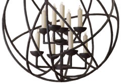 Modern Paul Ferrante Barnett Wrought Iron Pendant Orb Chandelier