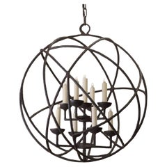 Modern Paul Ferrante Barnett Wrought Iron Pendant Orb Chandelier
