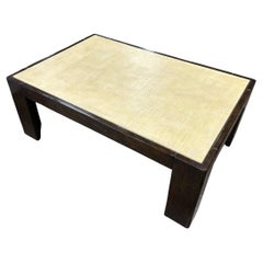 Modern Paul Ferrante Ivory Crackle & Walnut Coffee Cocktail Table
