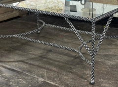 Modern Paul Ferrante Prada Chain Link Wrought Iron & Glass Coffee Cocktail Table