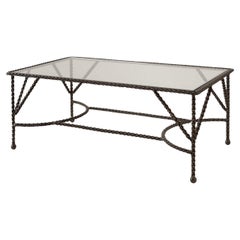 Modern Paul Ferrante Prada Chain Link Wrought Iron & Glass Coffee Cocktail Table