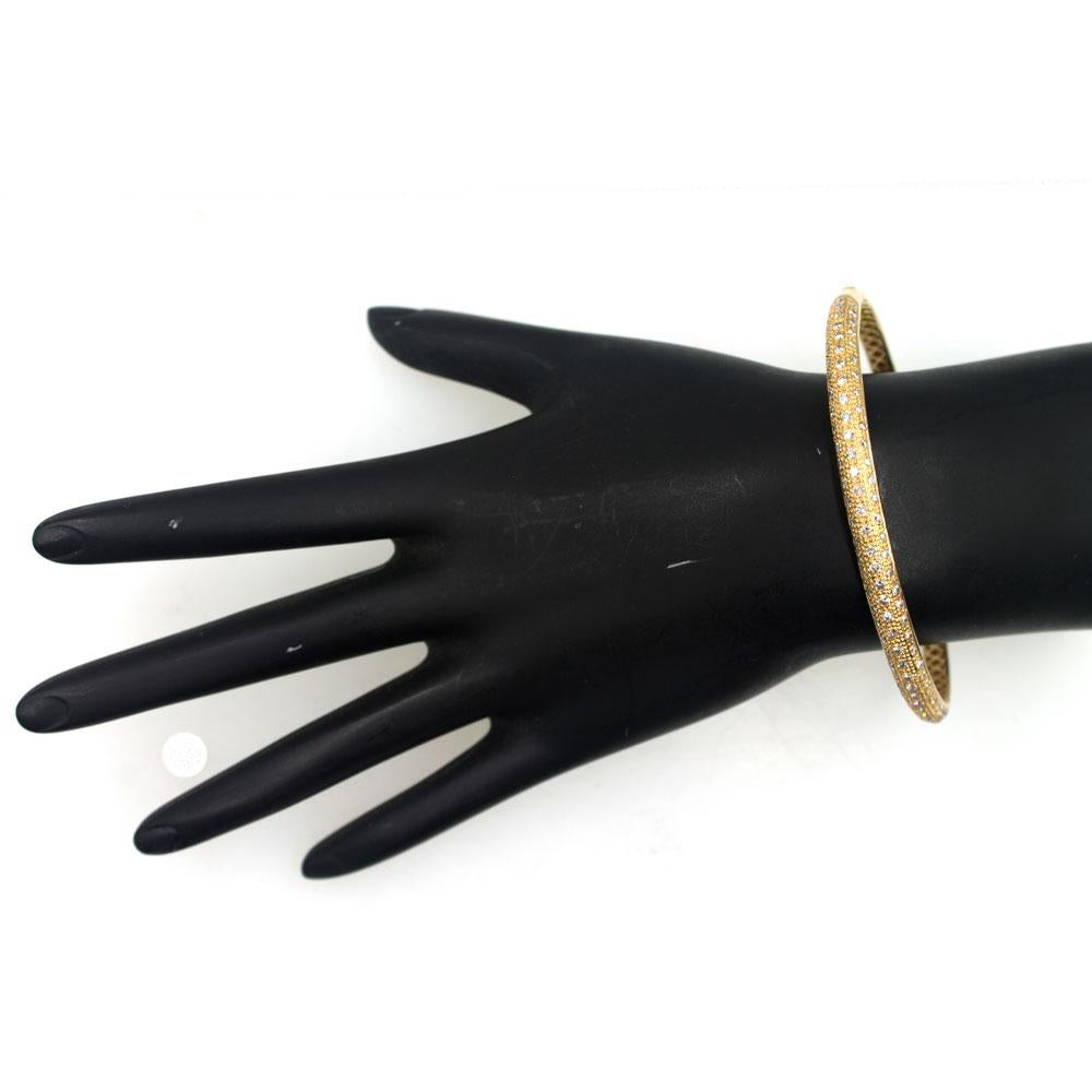 Women's Modern Pave Diamond 18 Karat Rose Gold Bangle Bracelet