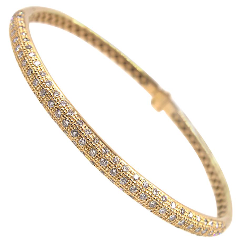 Modern Pave Diamond 18 Karat Rose Gold Bangle Bracelet
