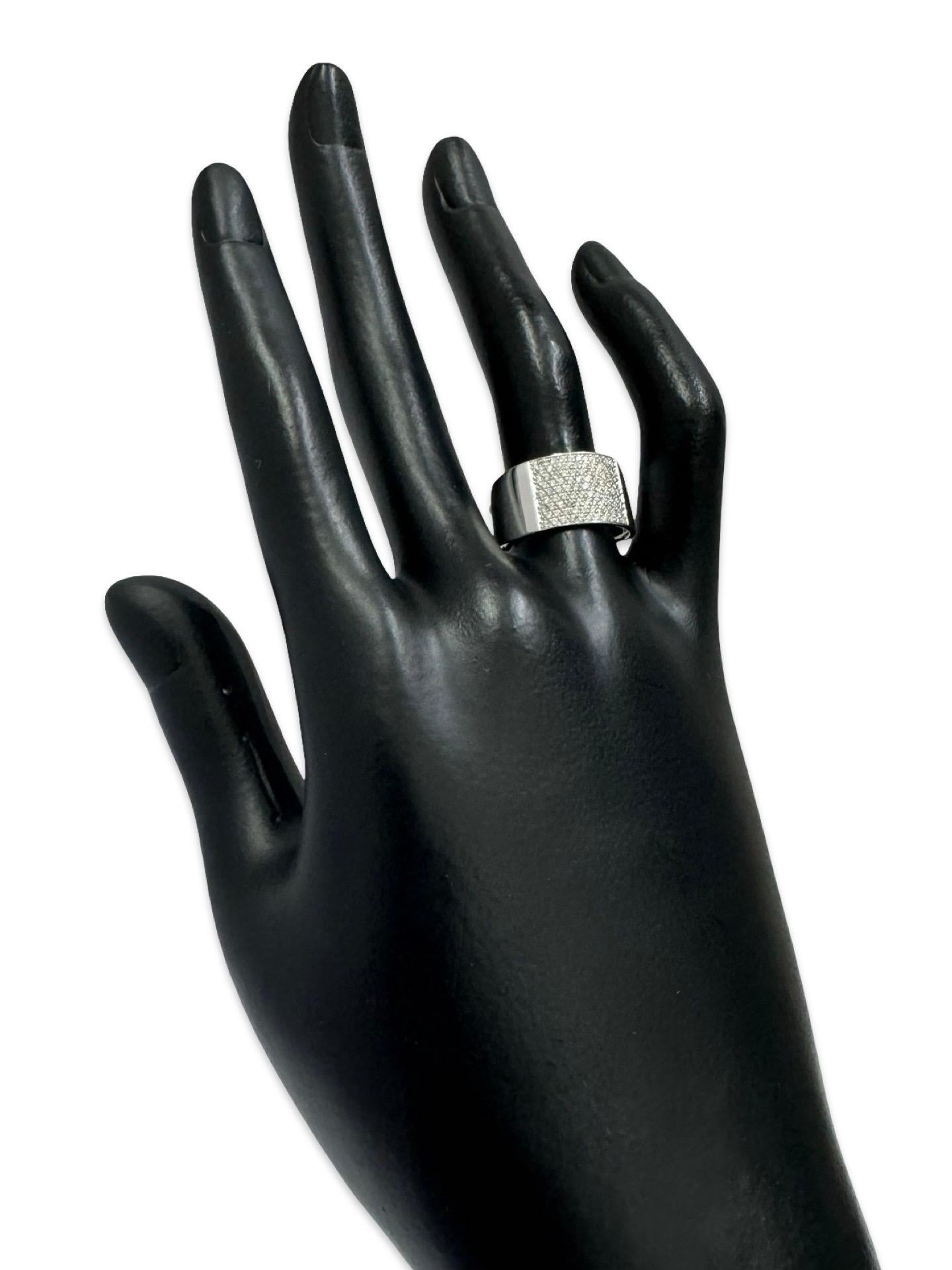 Moderner Pavé-Diamantbandring 0,99 tcw aus 14K Weißgold für Damen oder Herren im Angebot