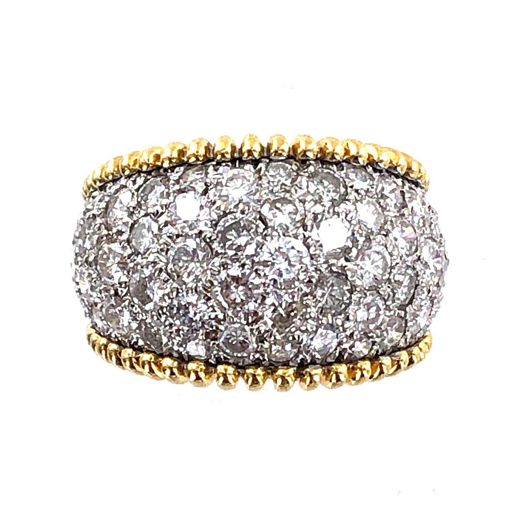 4.50 Carat Diamond Tapered Band Ring 18 Karat White Yellow Gold Two Tone Gold  In Excellent Condition In Boca Raton, FL