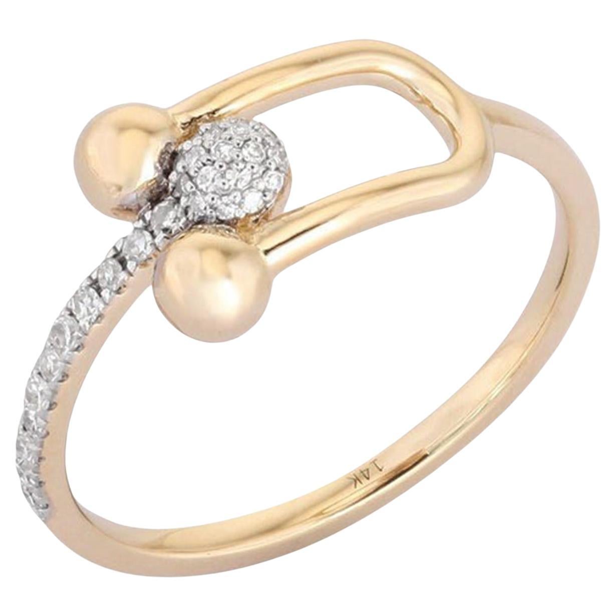 0.10ct Pave Diamond Modern Open 14K Yellow Gold Ring