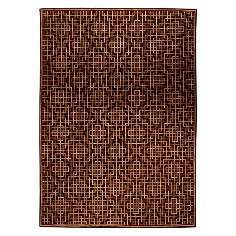 Green Modern Savannah Handmade Geometric Square Wool Rug at 1stDibs