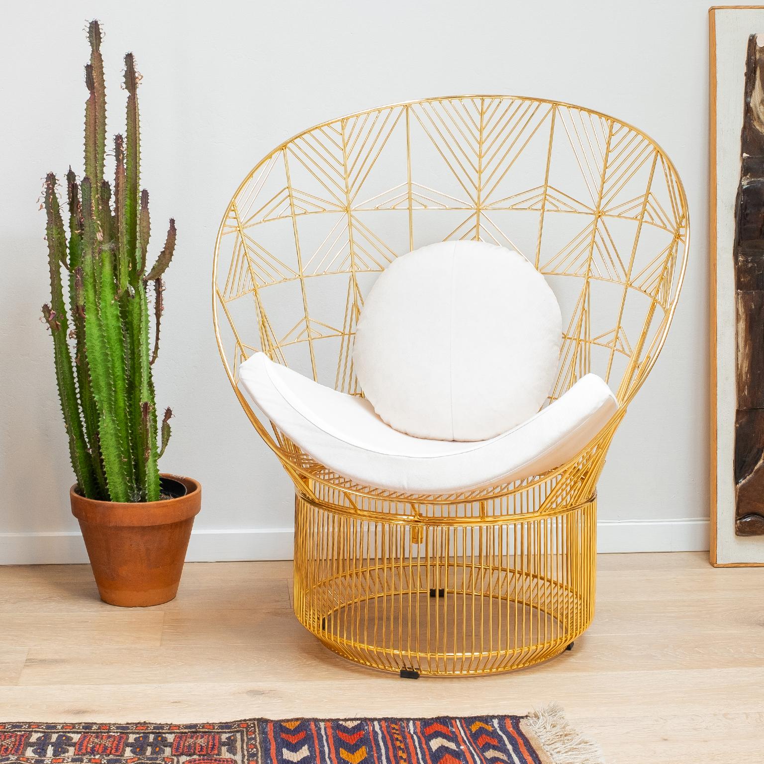 Unknown Modern Peacock Lounge Chair, Lounge Chair by Bend Goods in Gold