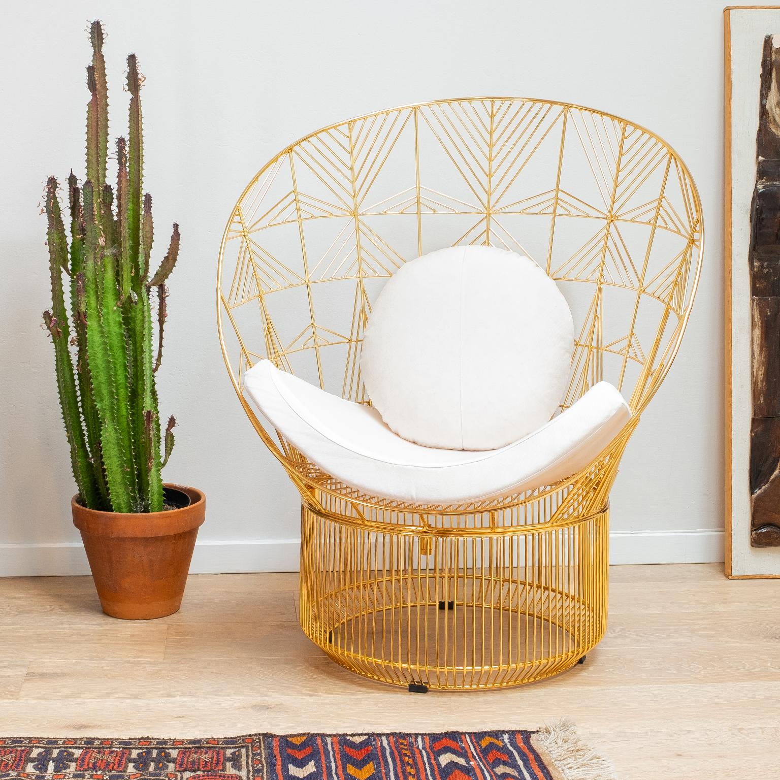 Unknown Modern Peacock Lounge Chair, Lounge Chair by Bend Goods in Gold For Sale