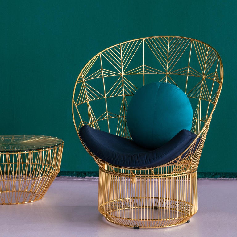 Modern Peacock Lounge Chair, Lounge Chair by Bend Goods in Gold For Sale at 1stDibs
