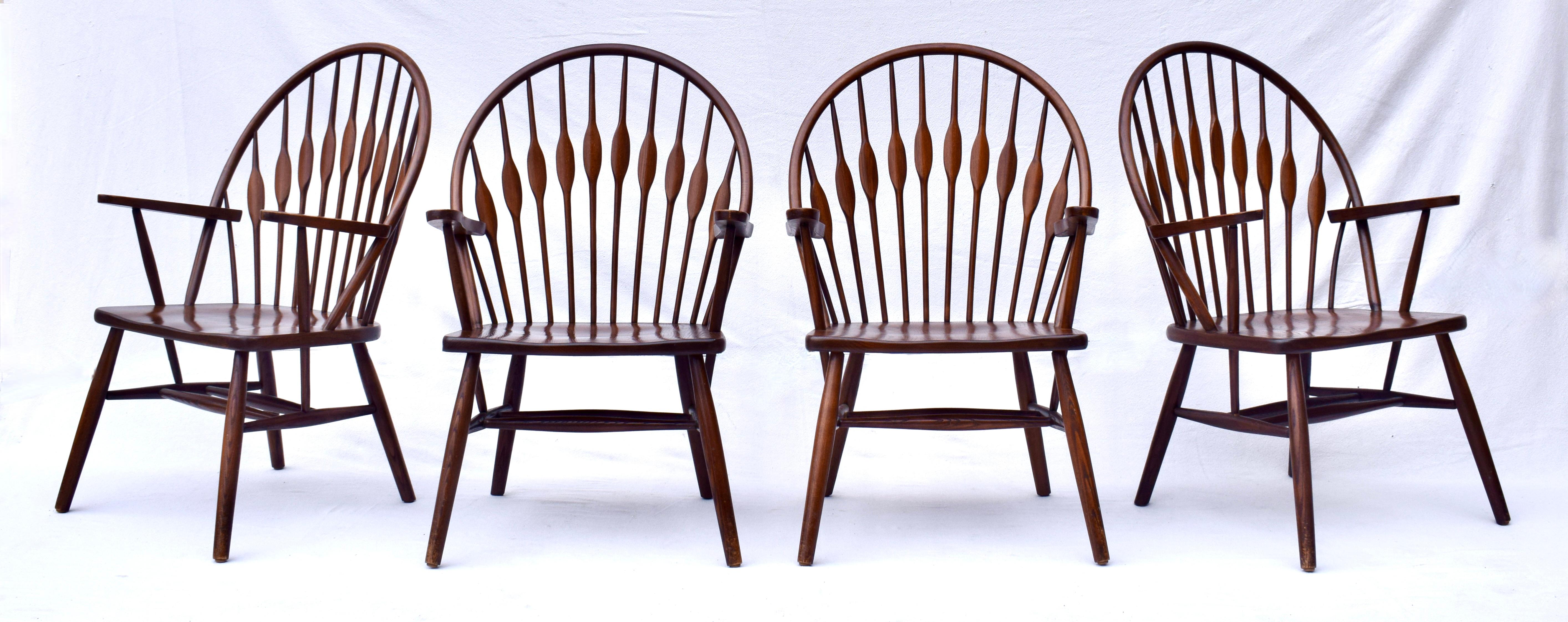 Poltroncine da pranzo moderne in stile pavone realizzate a mano, set da 6 in vendita 6