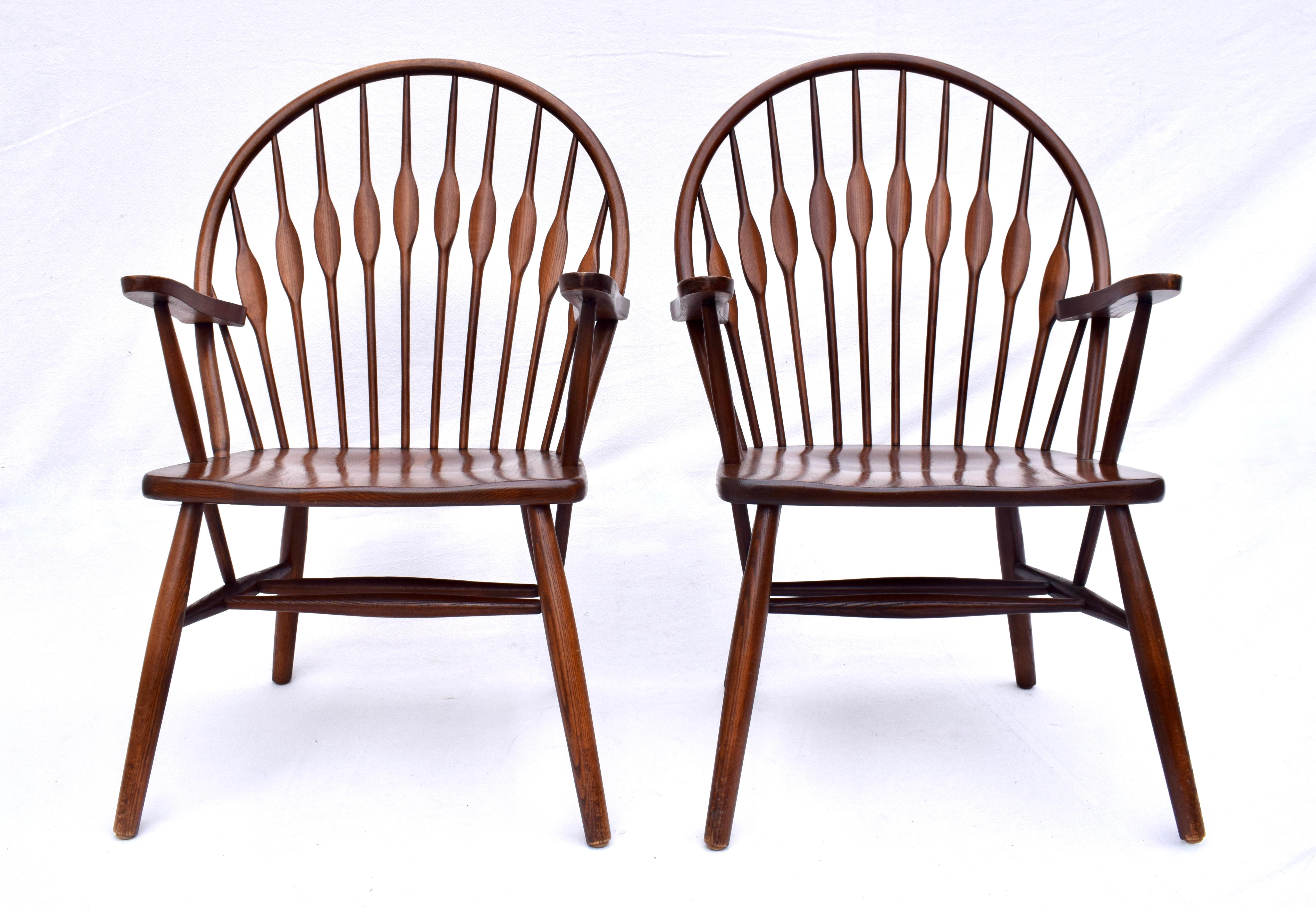 Mid-Century moderno Poltroncine da pranzo moderne in stile pavone realizzate a mano, set da 6 in vendita