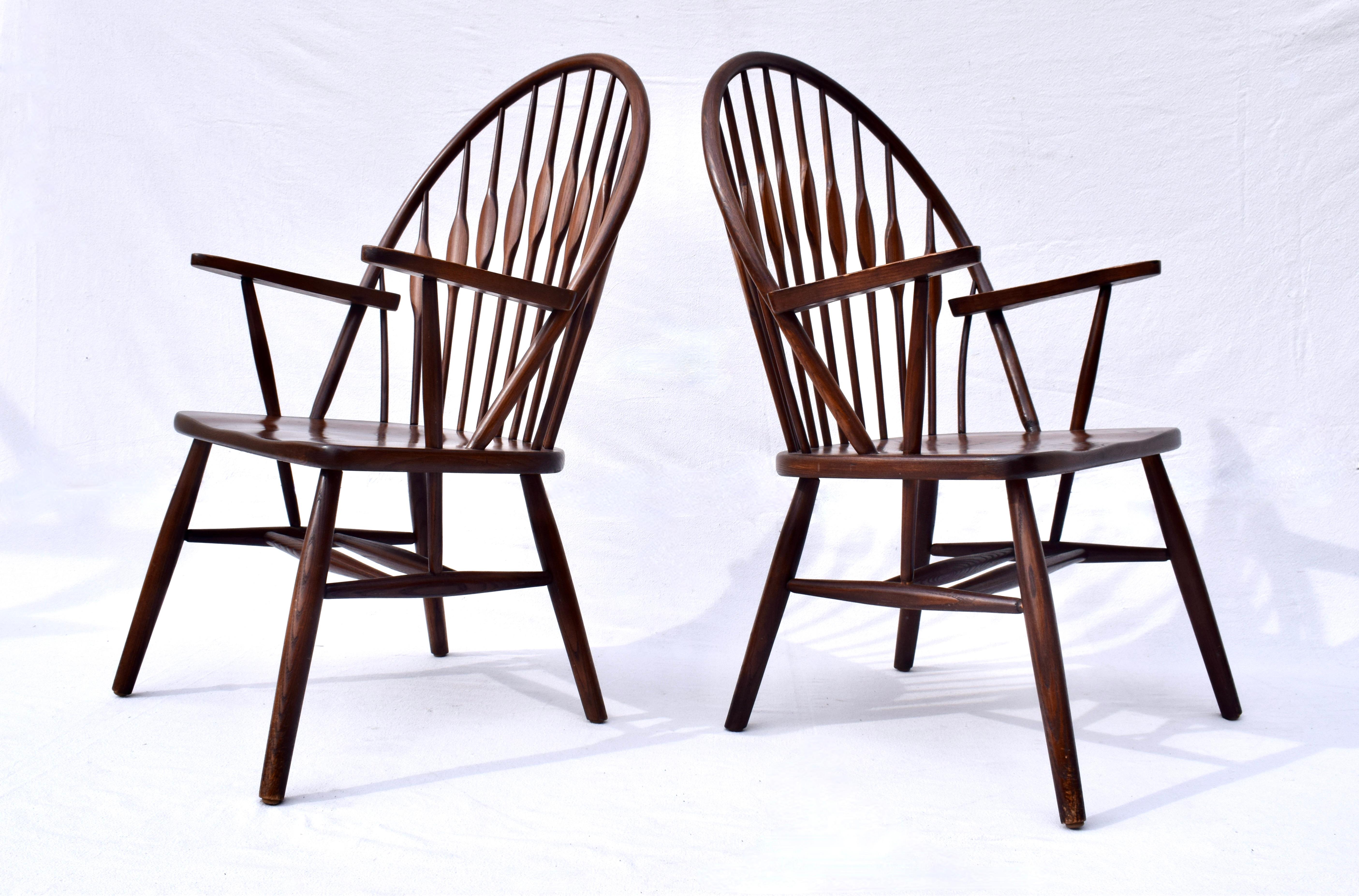 Ciliegio Poltroncine da pranzo moderne in stile pavone realizzate a mano, set da 6 in vendita