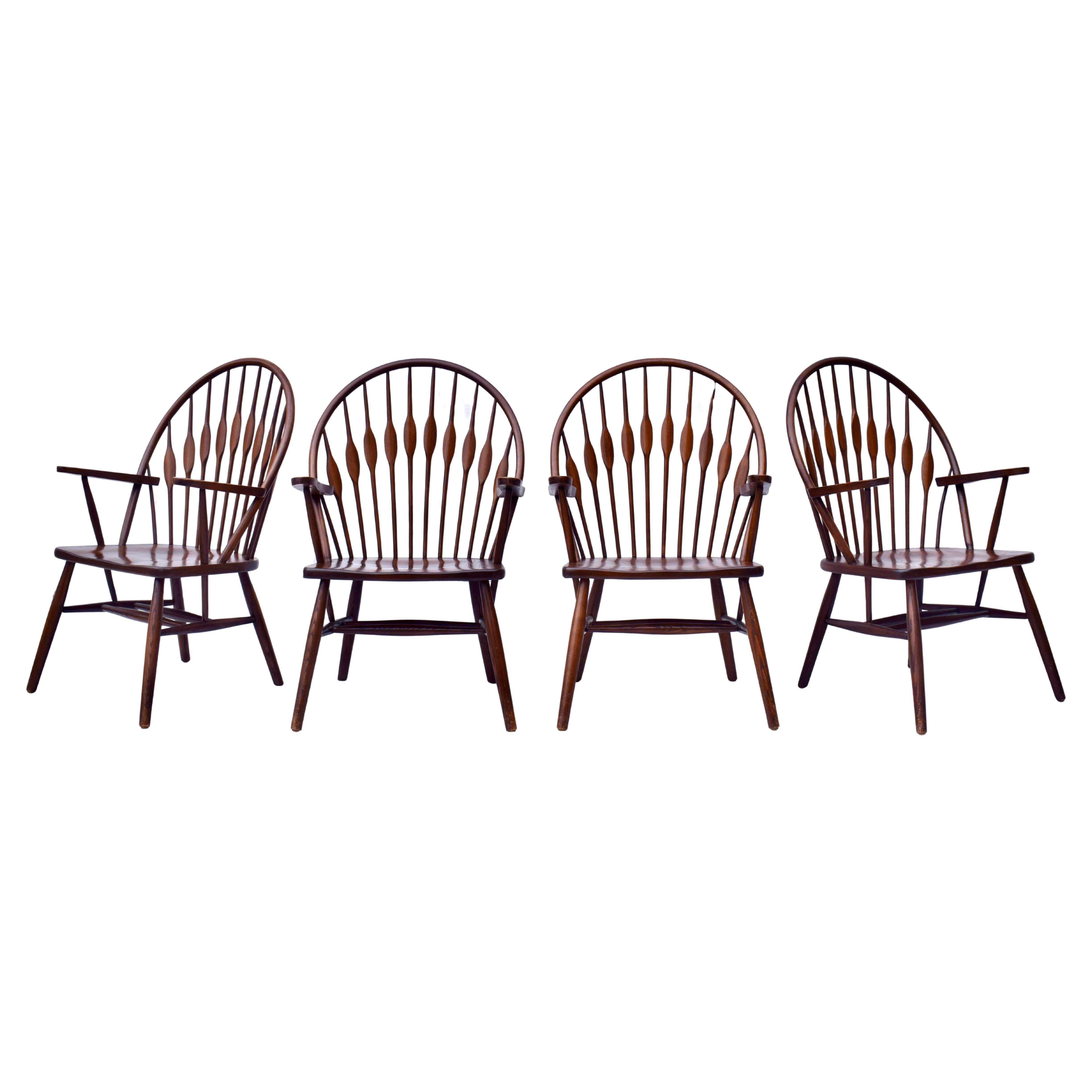 Poltroncine da pranzo moderne in stile pavone realizzate a mano, set da 6 in vendita
