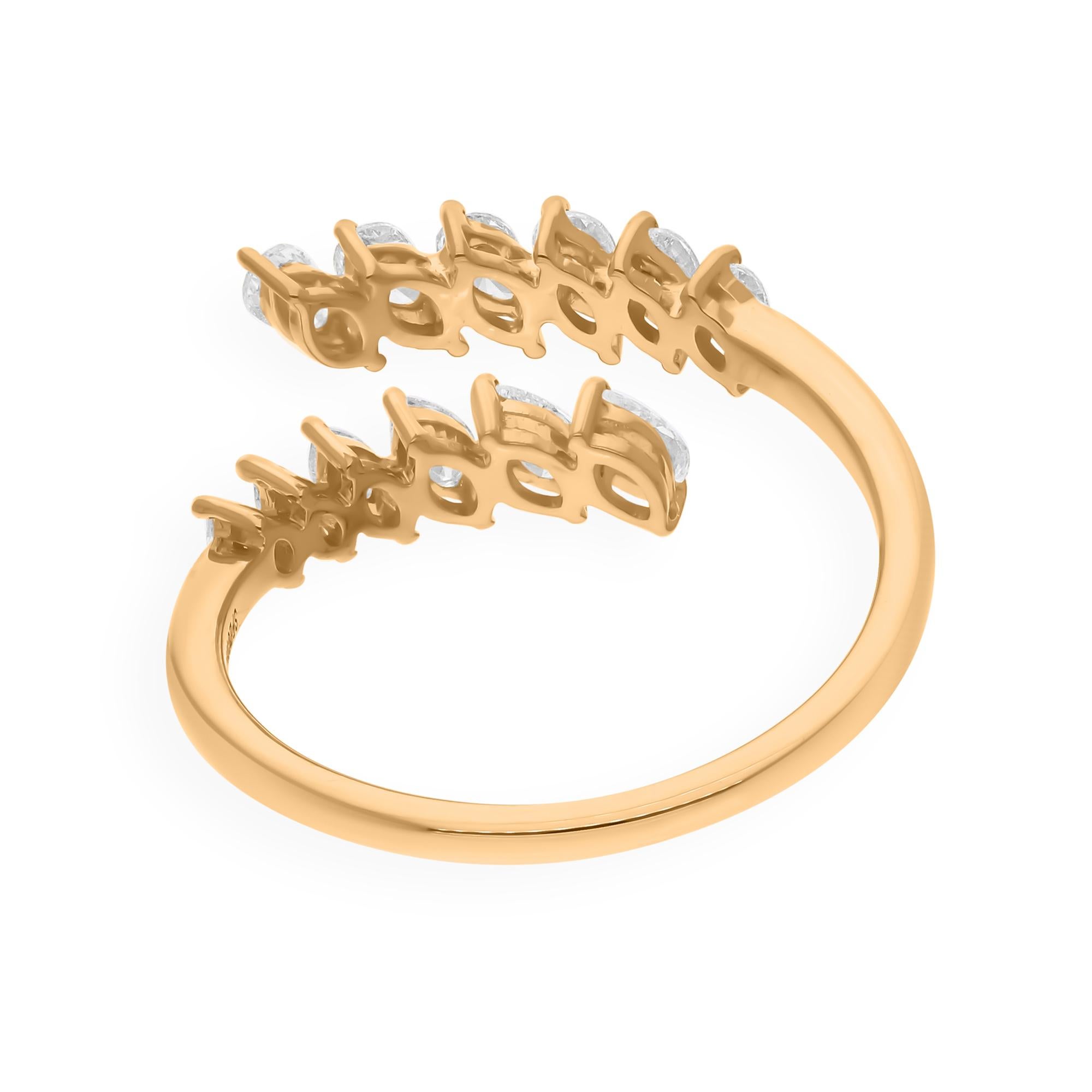 For Sale:  Modern Pear Cut Diamond Bypass Anniversary Ring 14K Solid Yellow Gold 5