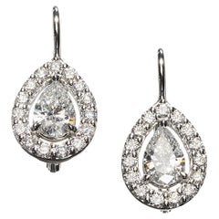 Modern Pear Shape Diamond And White Gold Cluster Earrings, 3.50 Carats