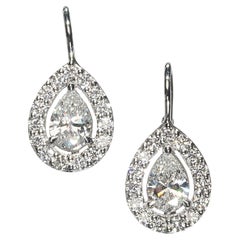 Modern Pear Shape Diamond And White Gold Cluster Earrings