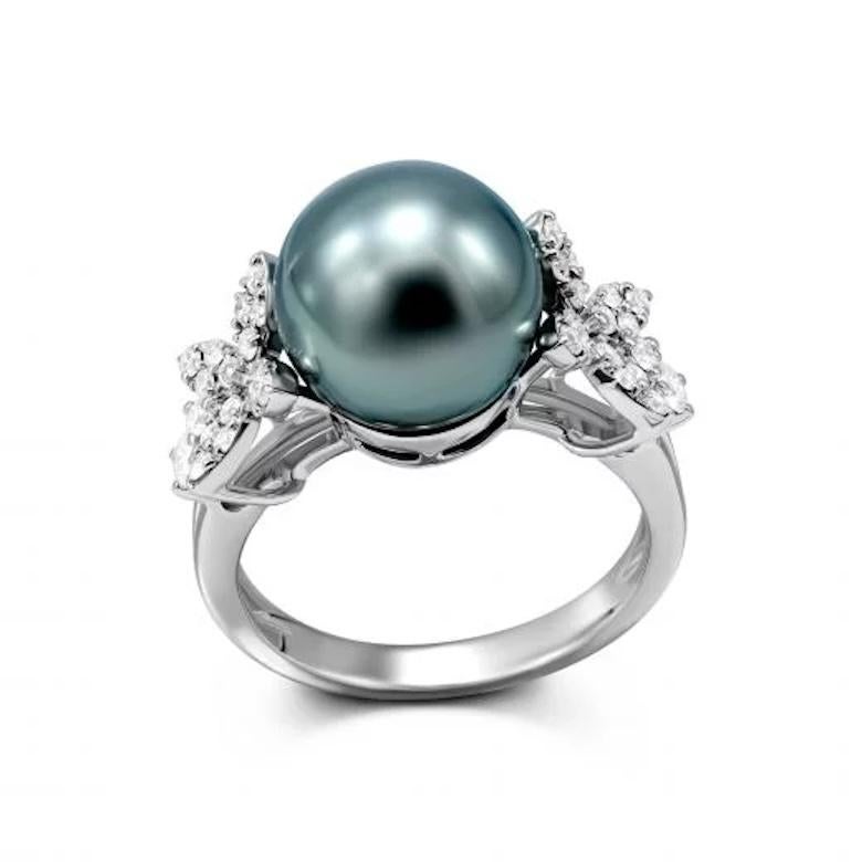 Modern Pearl Diamond White 18K Gold Earrings For Her In New Condition For Sale In Genève, GE