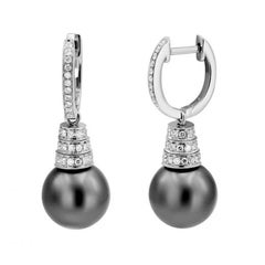 Modern Pearl Diamond White Gold Drop Earrings For Her