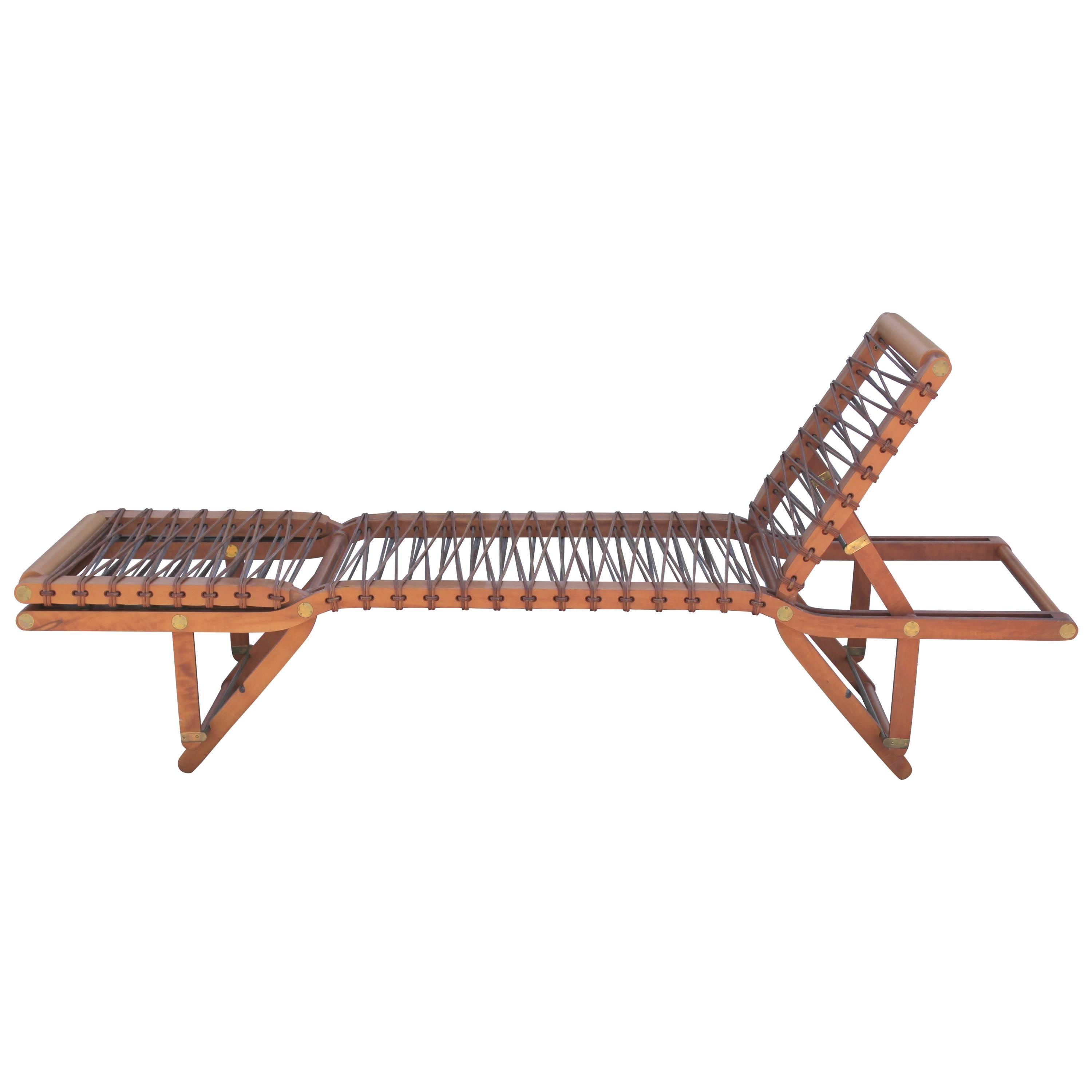 Modern Pearwood and Leather Hermès Pippa Reclining Chaise Longue at 1stDibs