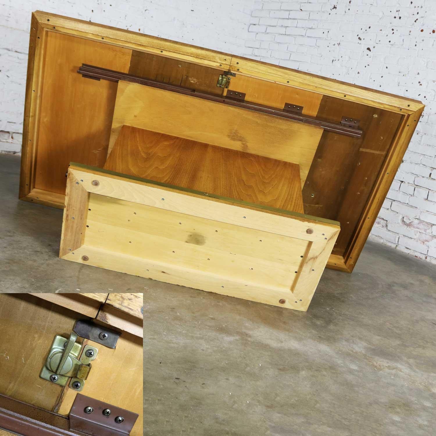 Modern Pedestal Dining Table Brass Trim Attributed Flair by Bernhardt Hibriten at 1stDibs