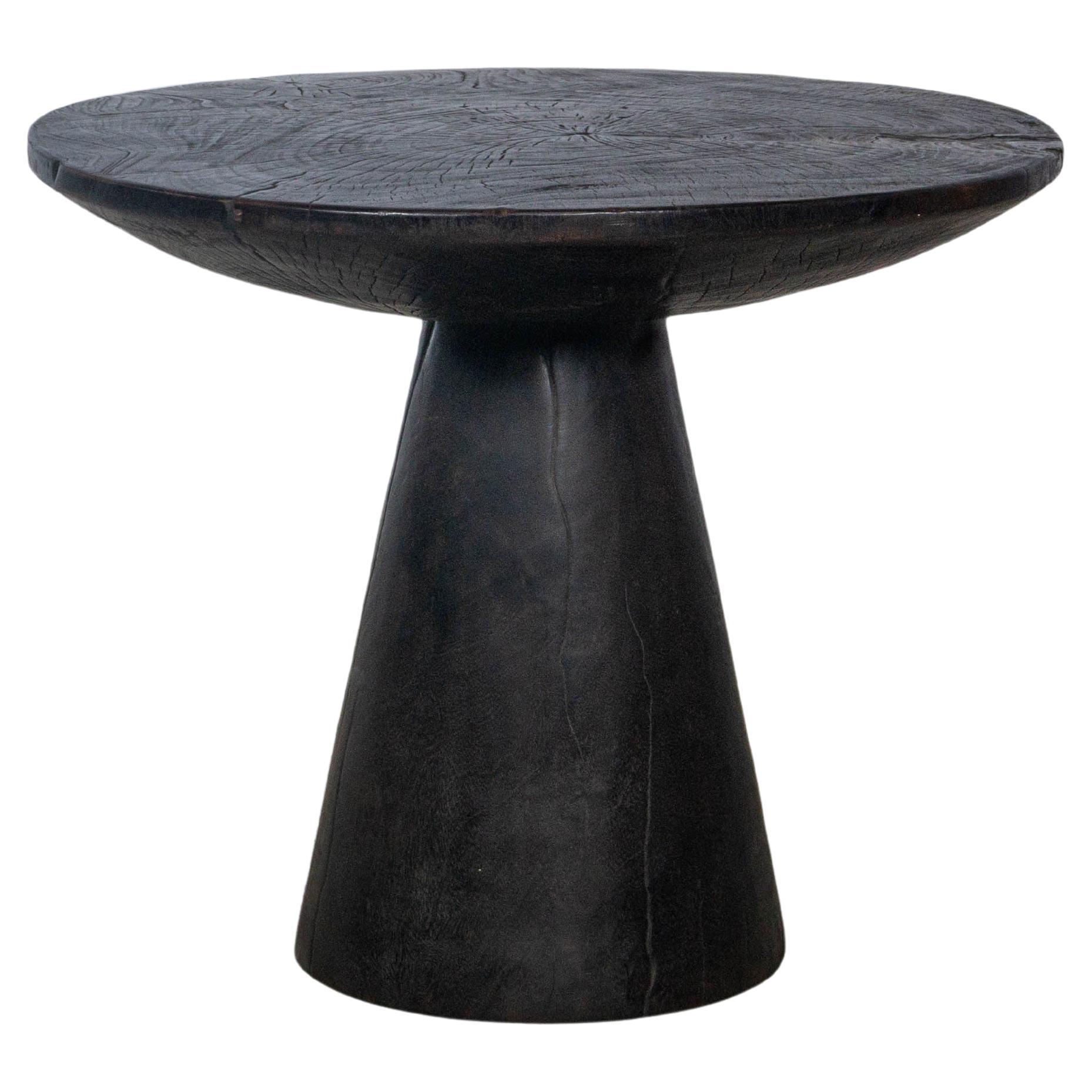 Modern Pedestal Side Table Ebonized Elm