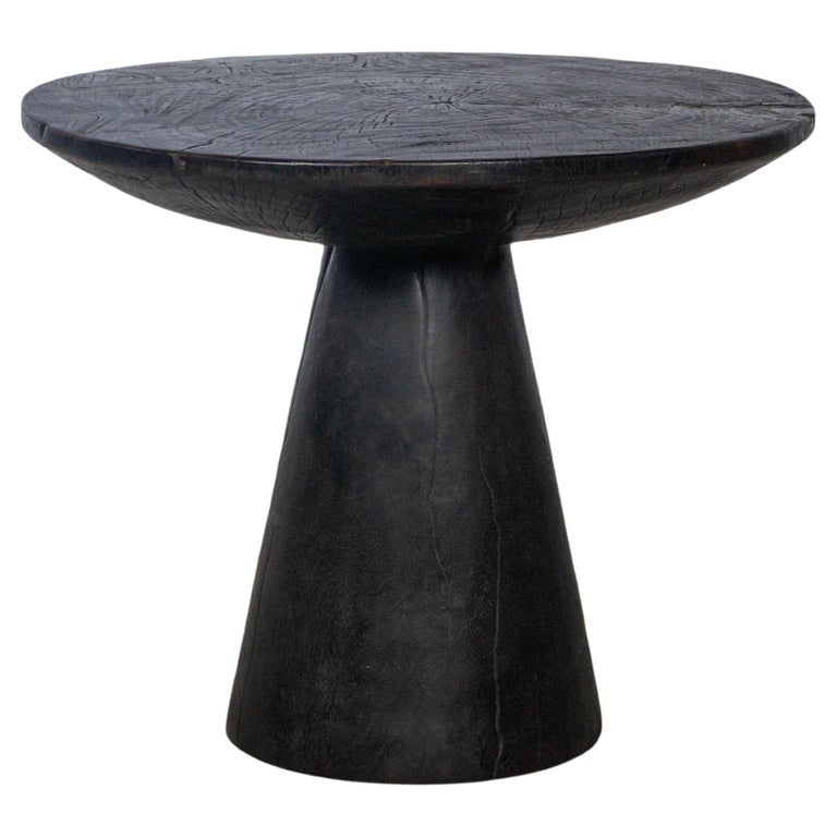 Modern Pedestal Side Table Ebonised Elm For Sale at 1stDibs