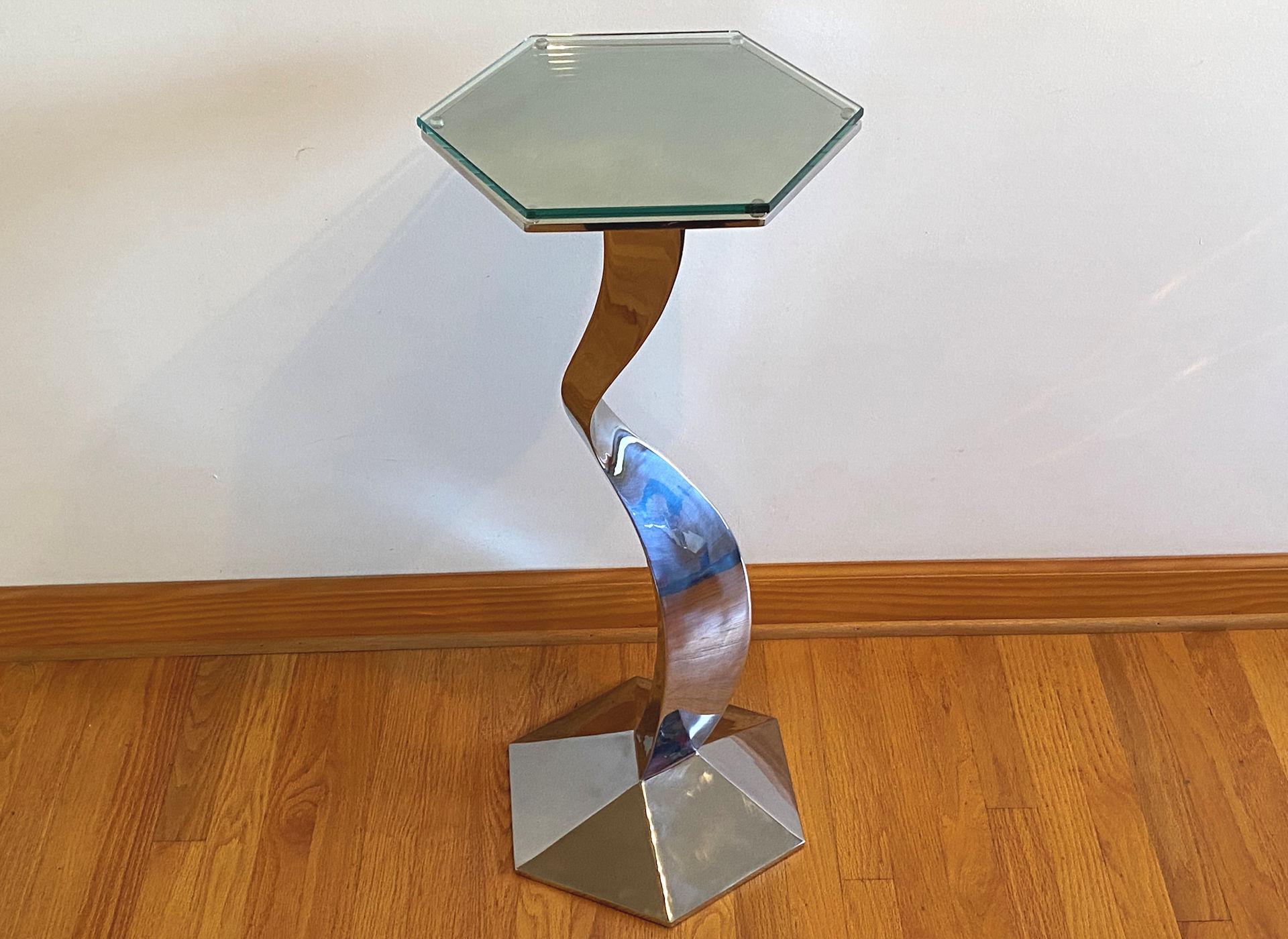 Contemporary Modern Pedestal Style Table By Curtis Norton For Sale