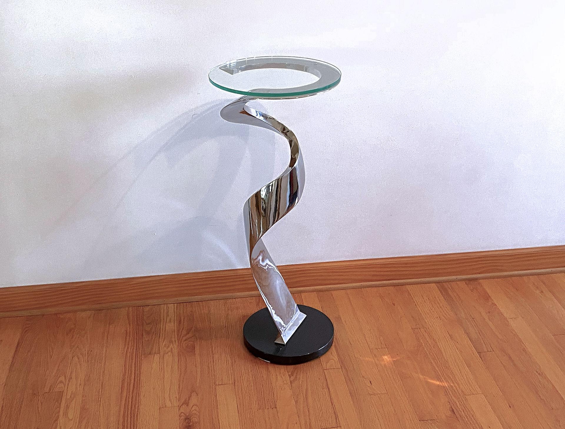 Metal Modern Pedestal Style Table by  Curtis Norton For Sale