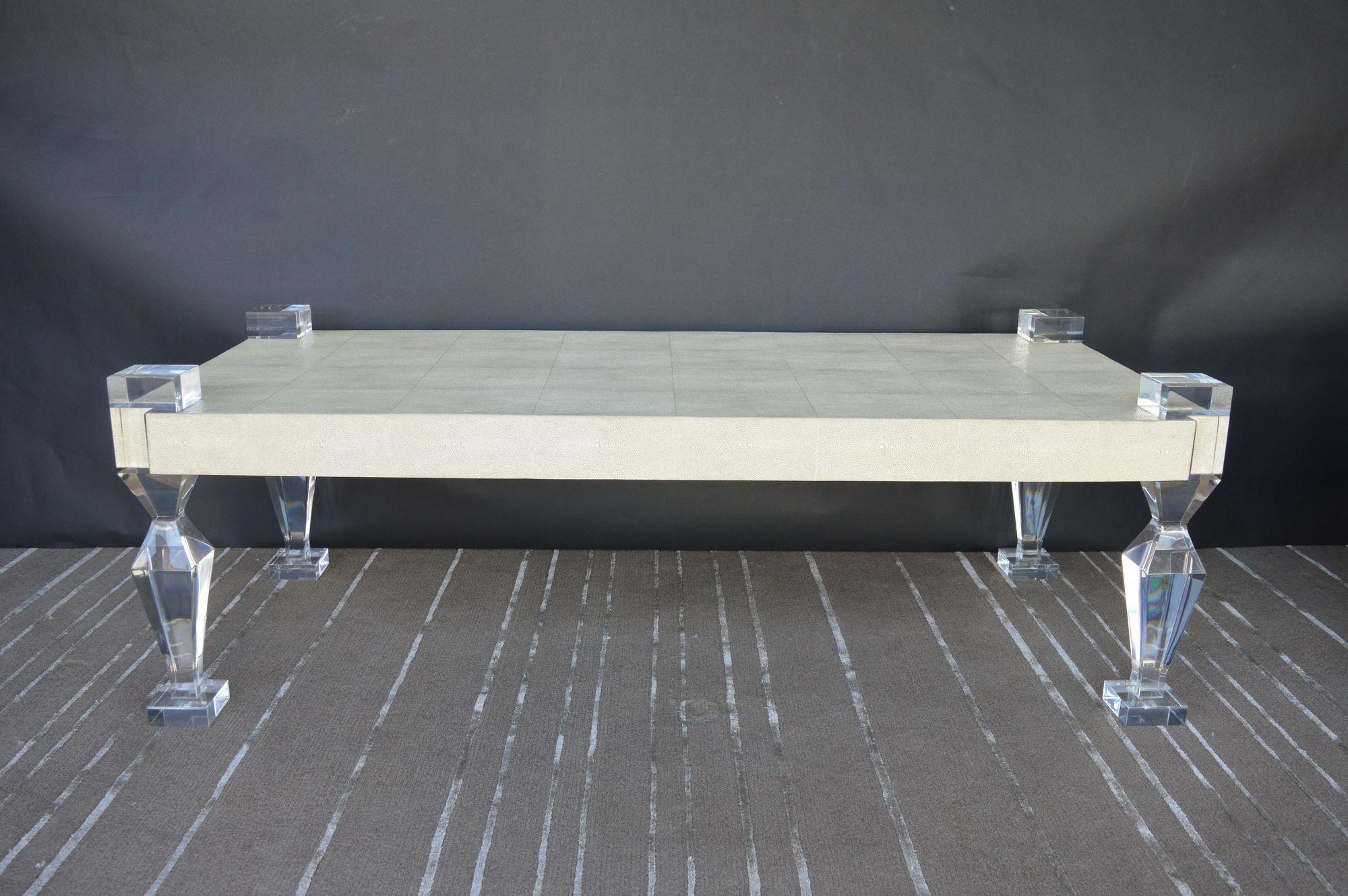 Coffee table by Pegaso Gallery with Lucite and shagreen, 21st century.