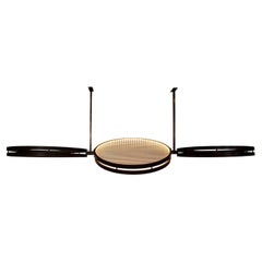 Moderne Pendelleuchte aus Messing, Bronze, geripptes Glas