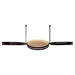 Moderne Pendelleuchte aus Messing, Bronze, geripptem Glas, LED
