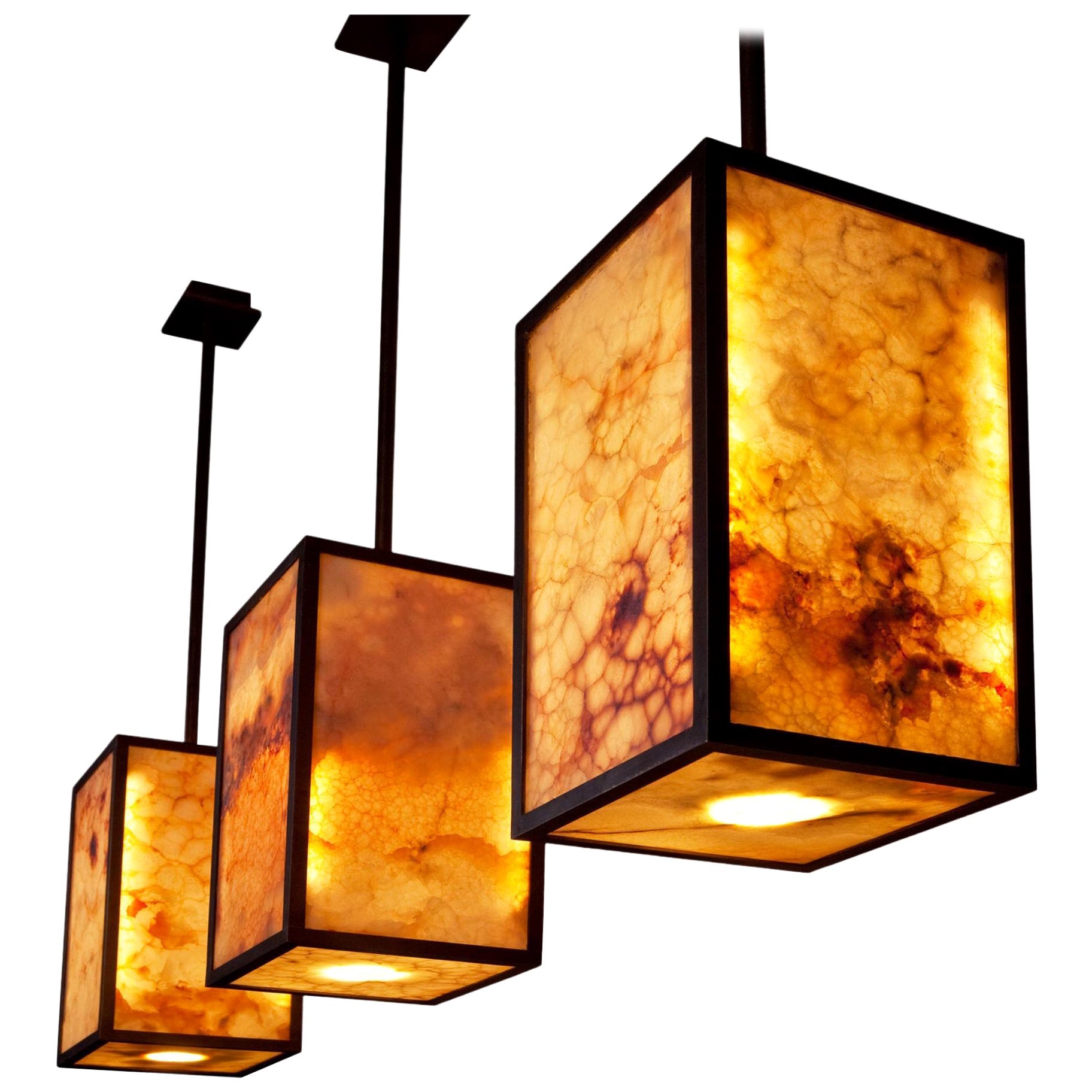 Modern Pendant, Brass , Onyx Marble Spot Led