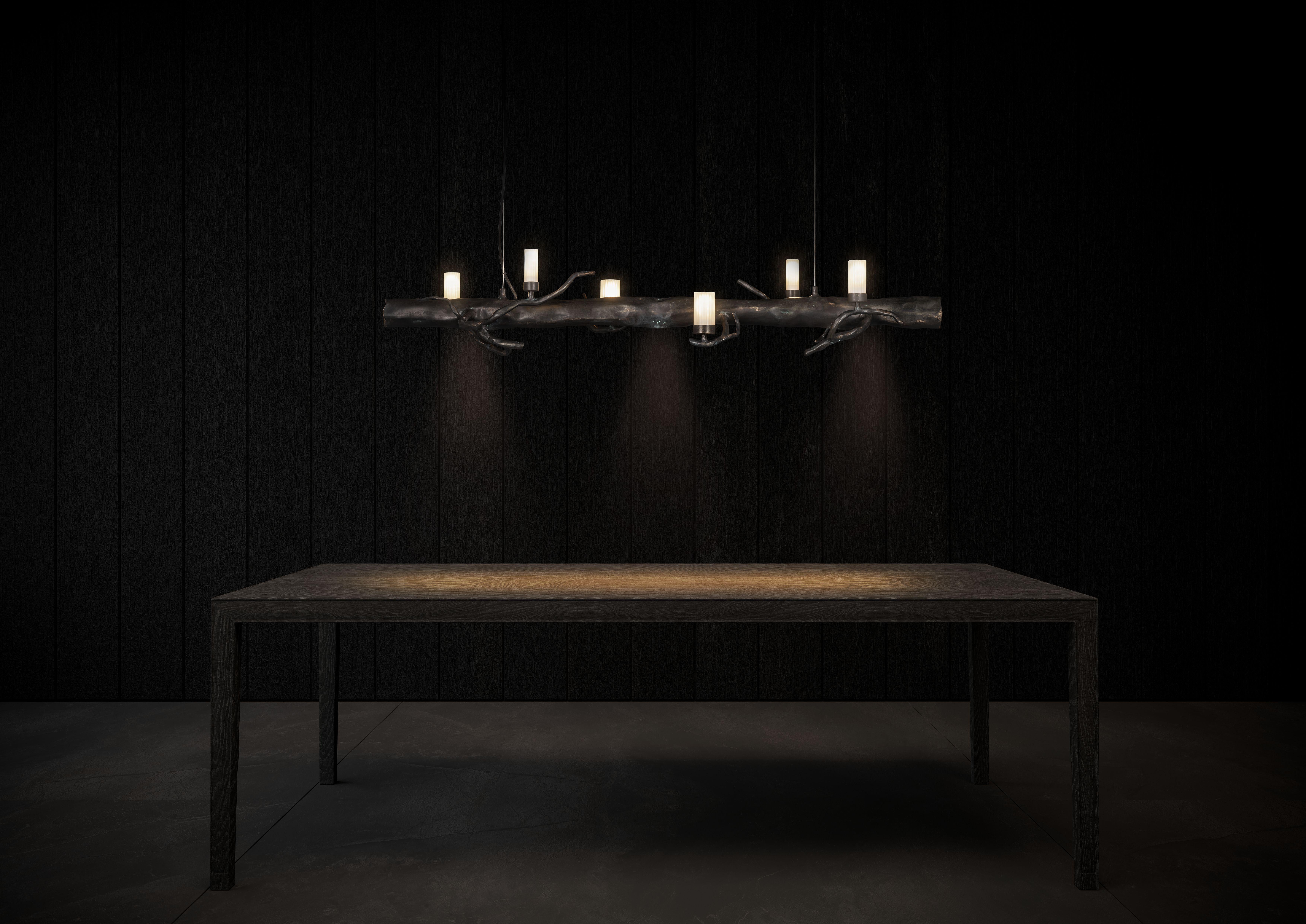 Moderne Pendelleuchte, Bronze dunkel patiniert, Takara Candles Collection'S (Handgefertigt) im Angebot