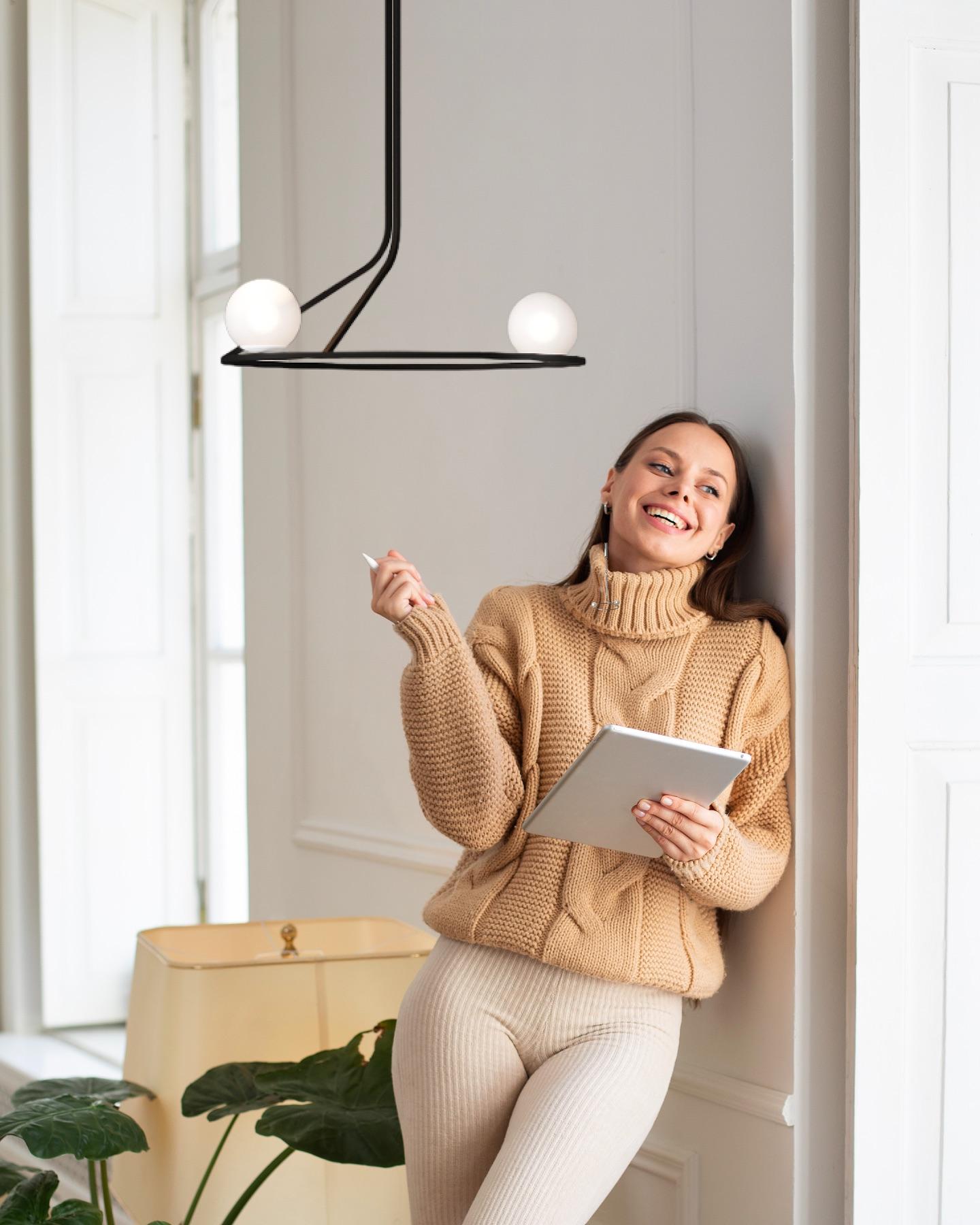 Modern Pendant Ceiling lighting Restaurant minimalism Artist White Opaque Glass In New Condition For Sale In Vilnius, LT