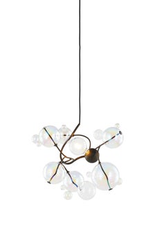 Modern Pendant Chandelier, Bronze Dark Patina Finish, Bubbles Swirl Collection