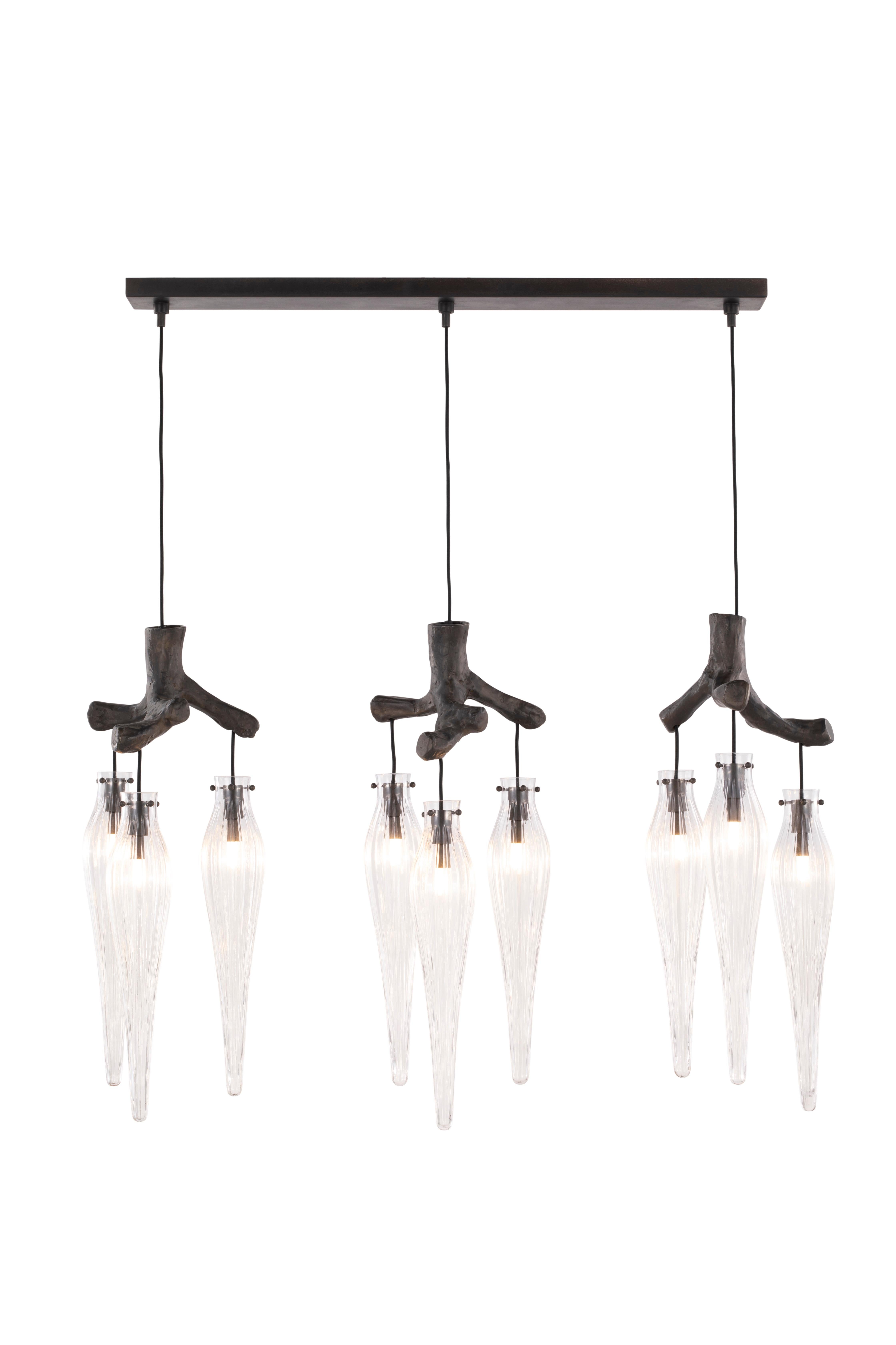 Modern Pendant Chandelier, Black Matte Finish, Primavera Collection For Sale 4