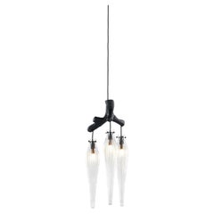 Modern Pendant Chandelier, Black Matte Finish, Primavera Collection