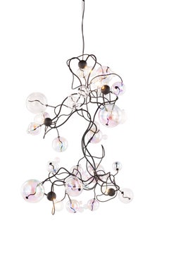 Modern Pendant Chandelier, Bronze Dark Patina Finish, Bubbles Swirl Collection