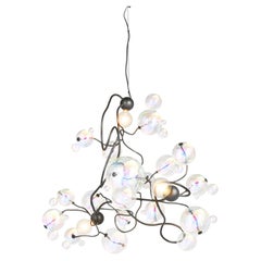 Modern Pendant Chandelier, Bronze Dark Patina Finish, Bubbles Swirl Collection