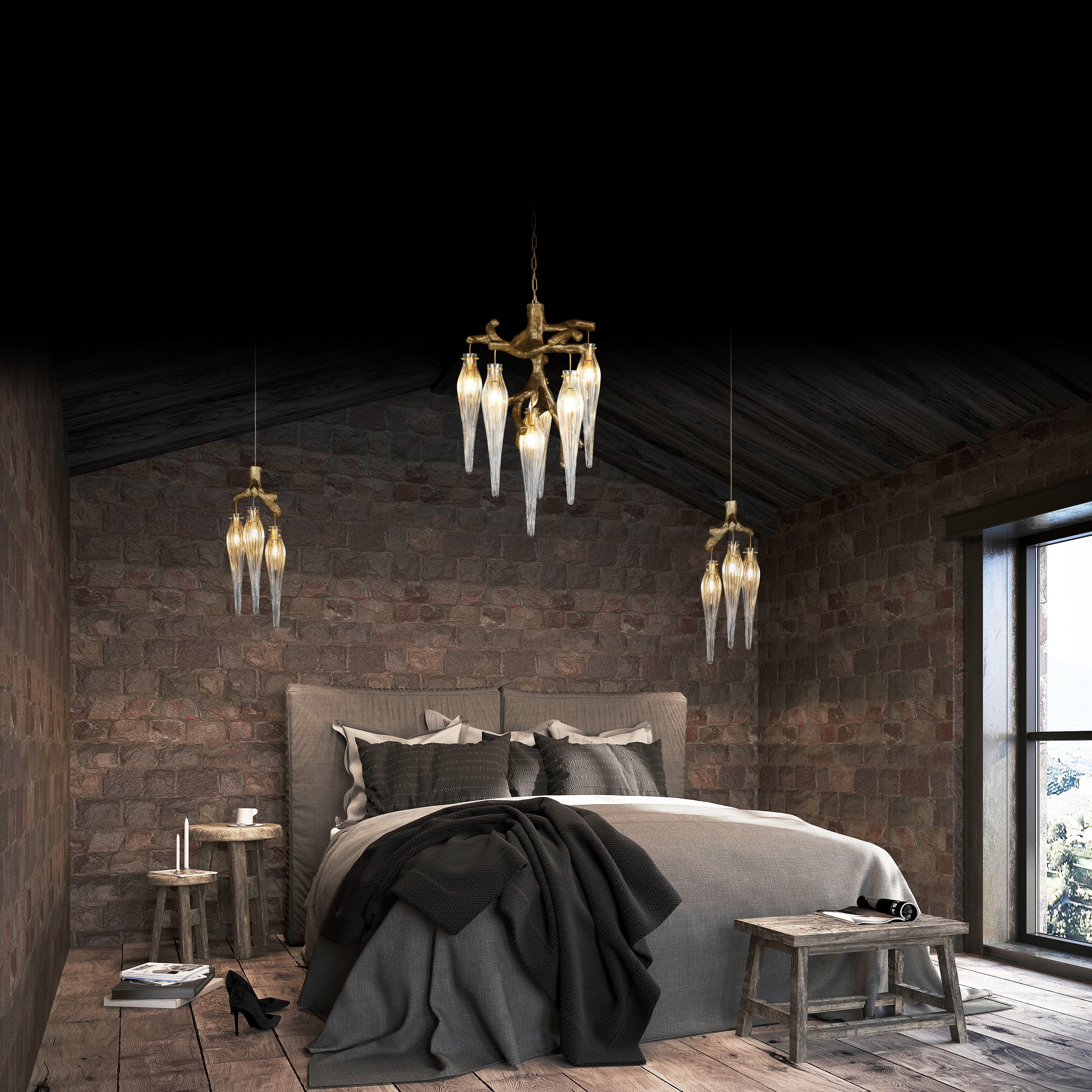 Lampadario a sospensione moderno, finitura satinata oro, Collection'S In condizioni Nuovo in vendita a Naarden, NL