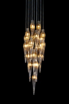 Modern Pendant Chandelier, Nickel Finish, Primavera Icicles Collection