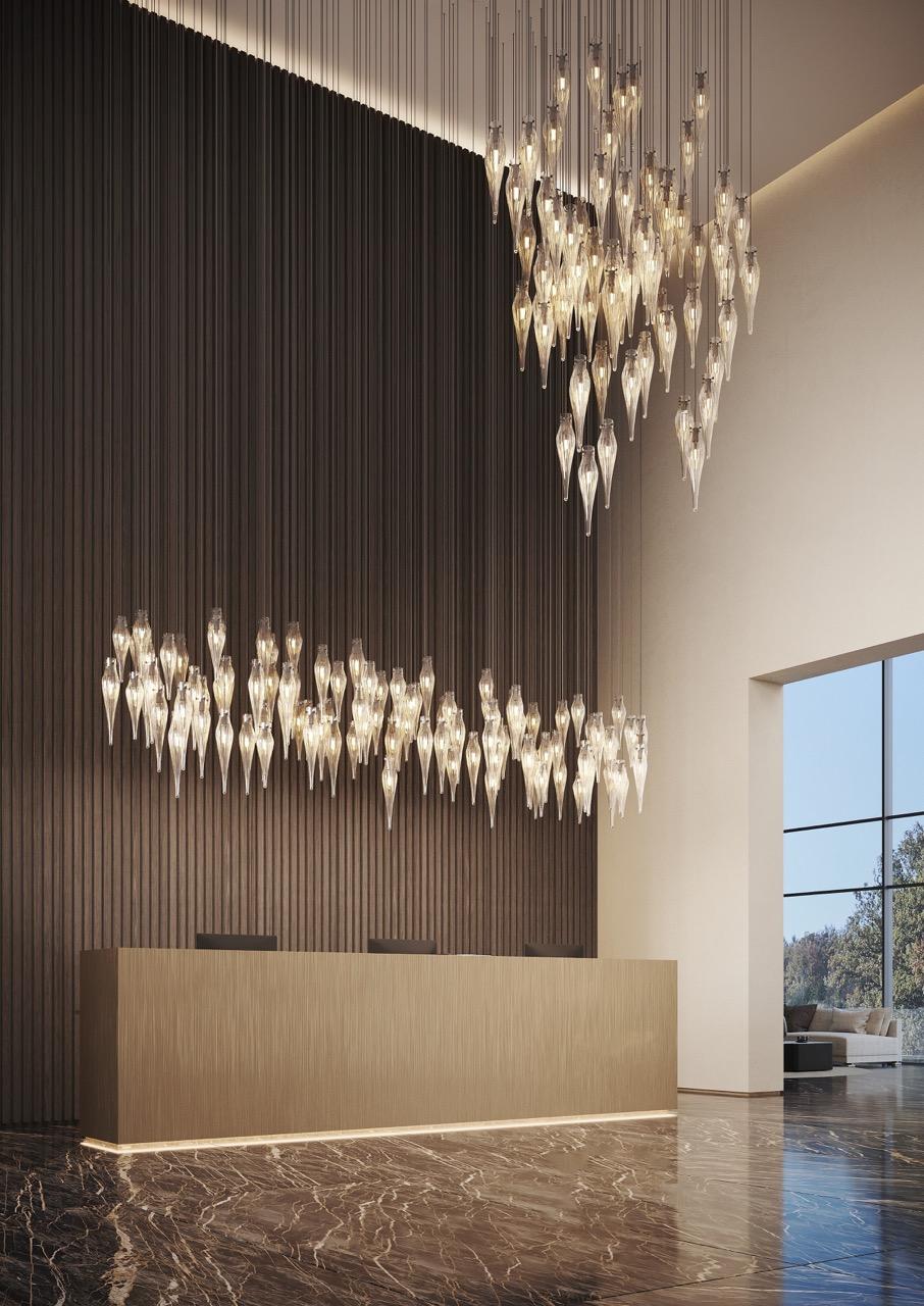 Modern Pendant Chandelier, Nickel Finish, Primavera Icicles Collection In New Condition For Sale In Naarden, NL