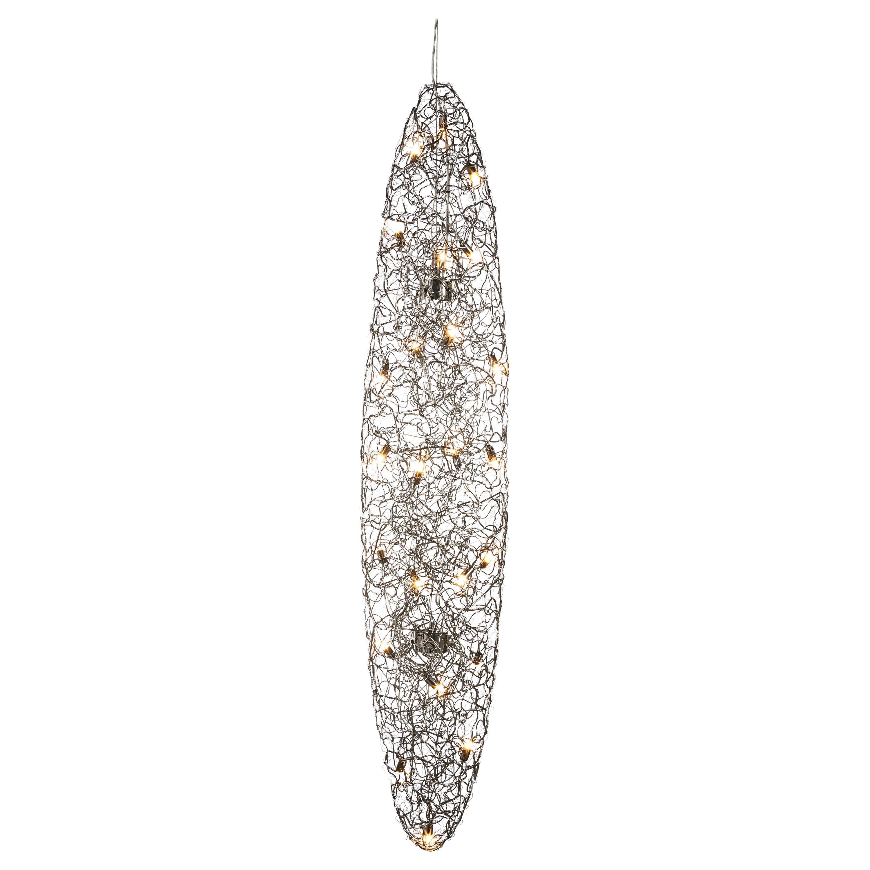 Modern Pendant Cigar in a Conical Shape and Nickel Finish, Crystal Waters For Sale