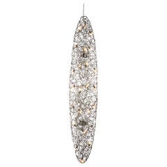 Modern Pendant Cigar in a Conical Shape and Nickel Finish, Crystal Waters